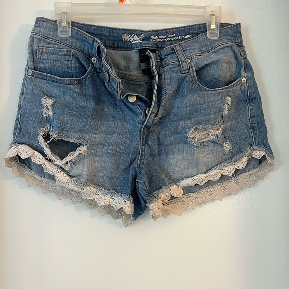 Mossimo Blue Distressed Jean Shorts - Picture 1 of 5